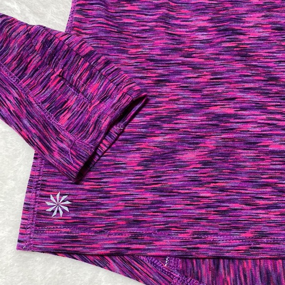 Athleta Mendoza Long Sleeve Purple Space Dye Half Zip Pullover Top Sz - Picture 6 of 11
